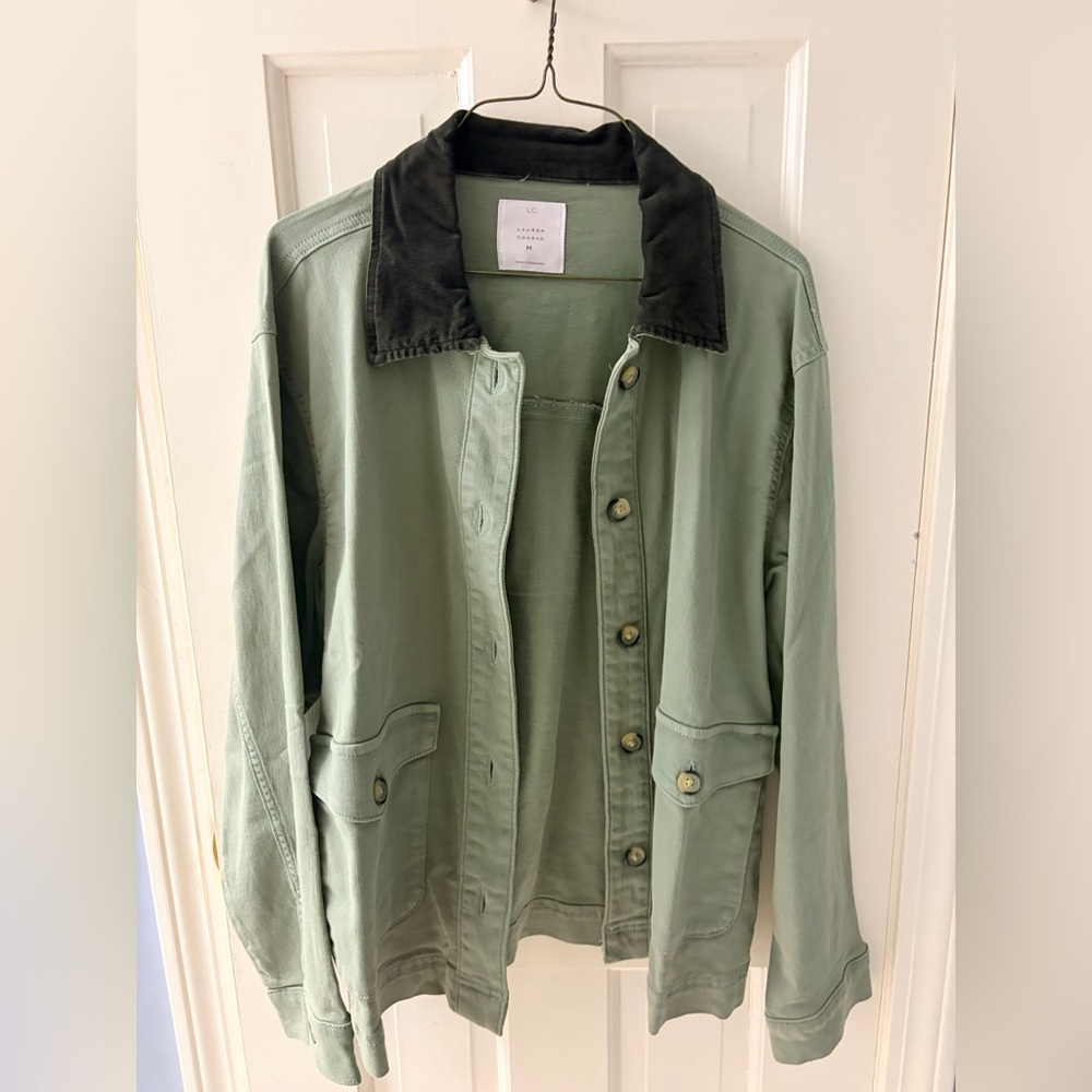 LC Lauren Conrad Olive Jacket with brown Collar
